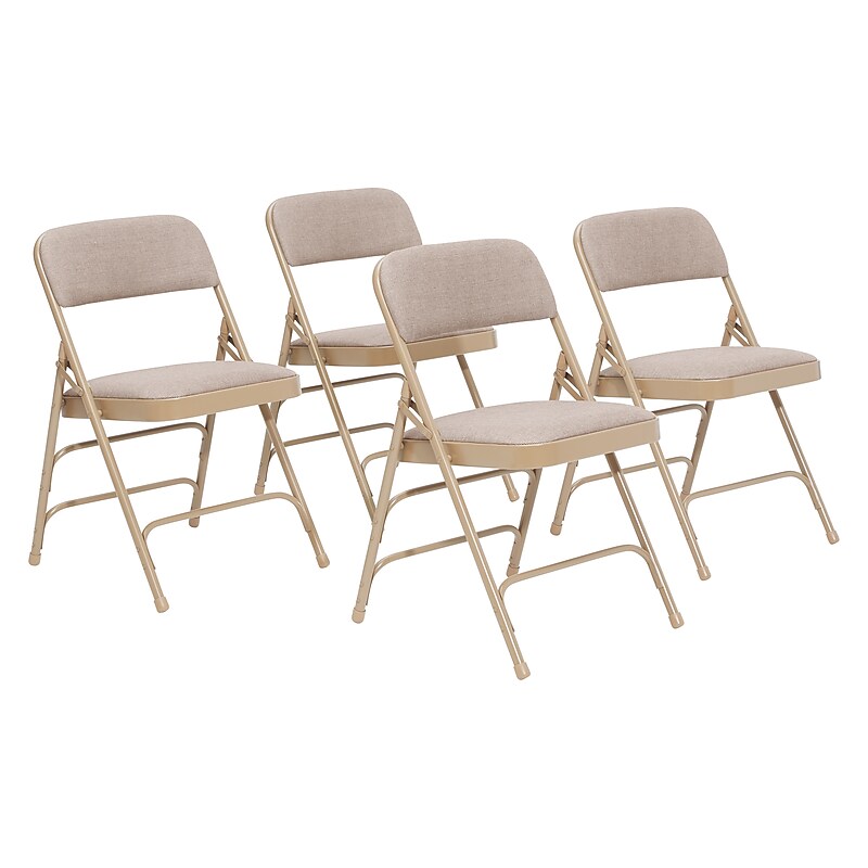 NPS 2300 Series Fabric Padded Triple Brace Double Hinge Premium Folding Chairs, Cafe Beige/Beige, 4/Pack (2301/4) image 1