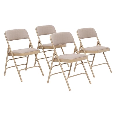 NPS 2300 Series Fabric Padded Triple Brace Double Hinge Premium Folding Chairs, Cafe Beige/Beige, 4/Pack (2301/4) Simolary simolary.com