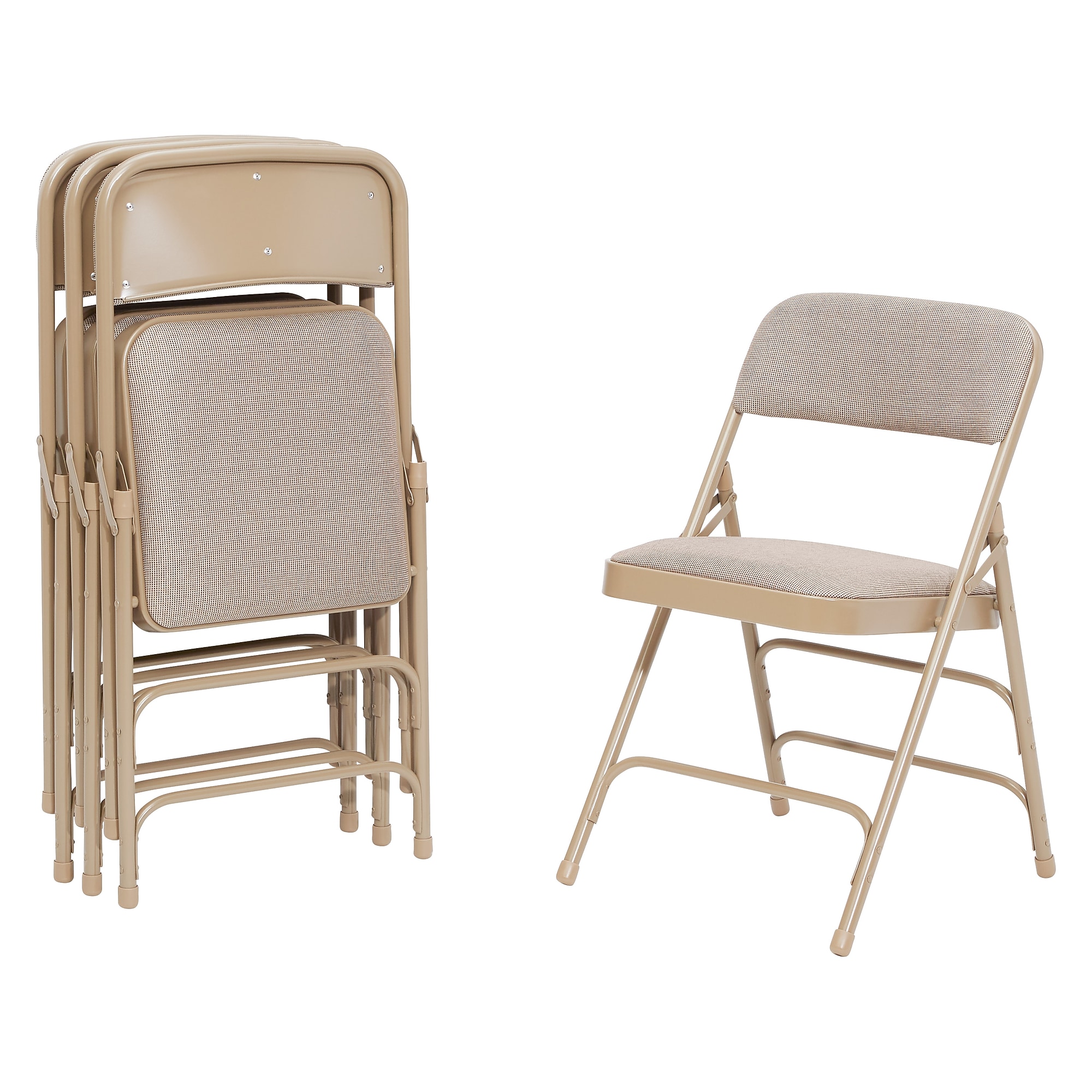 NPS 2300 Series Fabric Padded Triple Brace Double Hinge Premium Folding Chairs, Cafe Beige/Beige, 4/Pack (2301/4) Sansujyuku sansujyuku.com