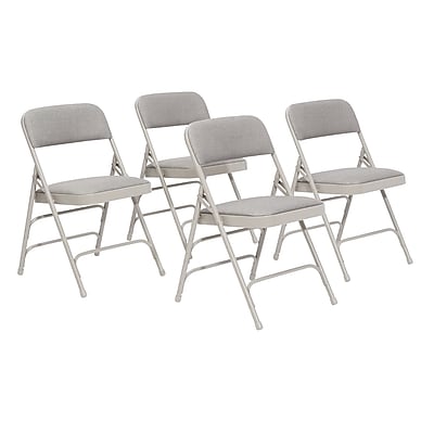 NPS 2300 Series Fabric Padded Triple Brace, Double Hinge Premium Folding Chairs, Graystone/Gray, 4/Pack (2302/4) Simolary simolary.com