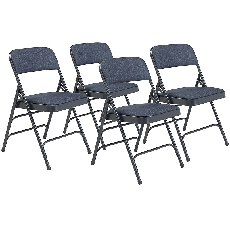 NPS 2300 Series Fabric Padded Triple Brace, Double Hinge Premium Folding Chairs, Imperial Blue, 4/Pack (2304/4) image 1
