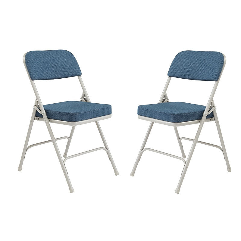 NPS 3200 Series Premium 2" Fabric Padded Folding Chair, Regal Blue/Gray, 2/Pack (3215/2) image 1