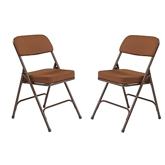 NPS 3200 Series Premium 2" Fabric Padded Folding Chairs, Antique Gold/Brown, 2 Pack (3219/2)