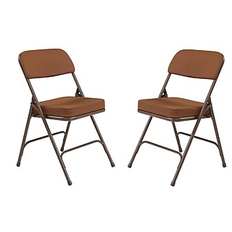 NPS 3200 Series Premium 2" Fabric Padded Folding Chairs, Antique Gold/Brown, 2 Pack (3219/2)