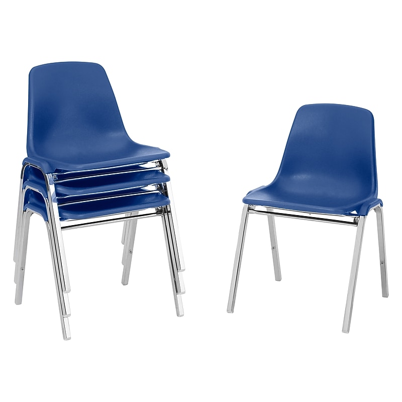 National Public Seating 8100 Series Poly Shell Stack Chair, Slate Blue, 4 Pack (8125/4) image 1