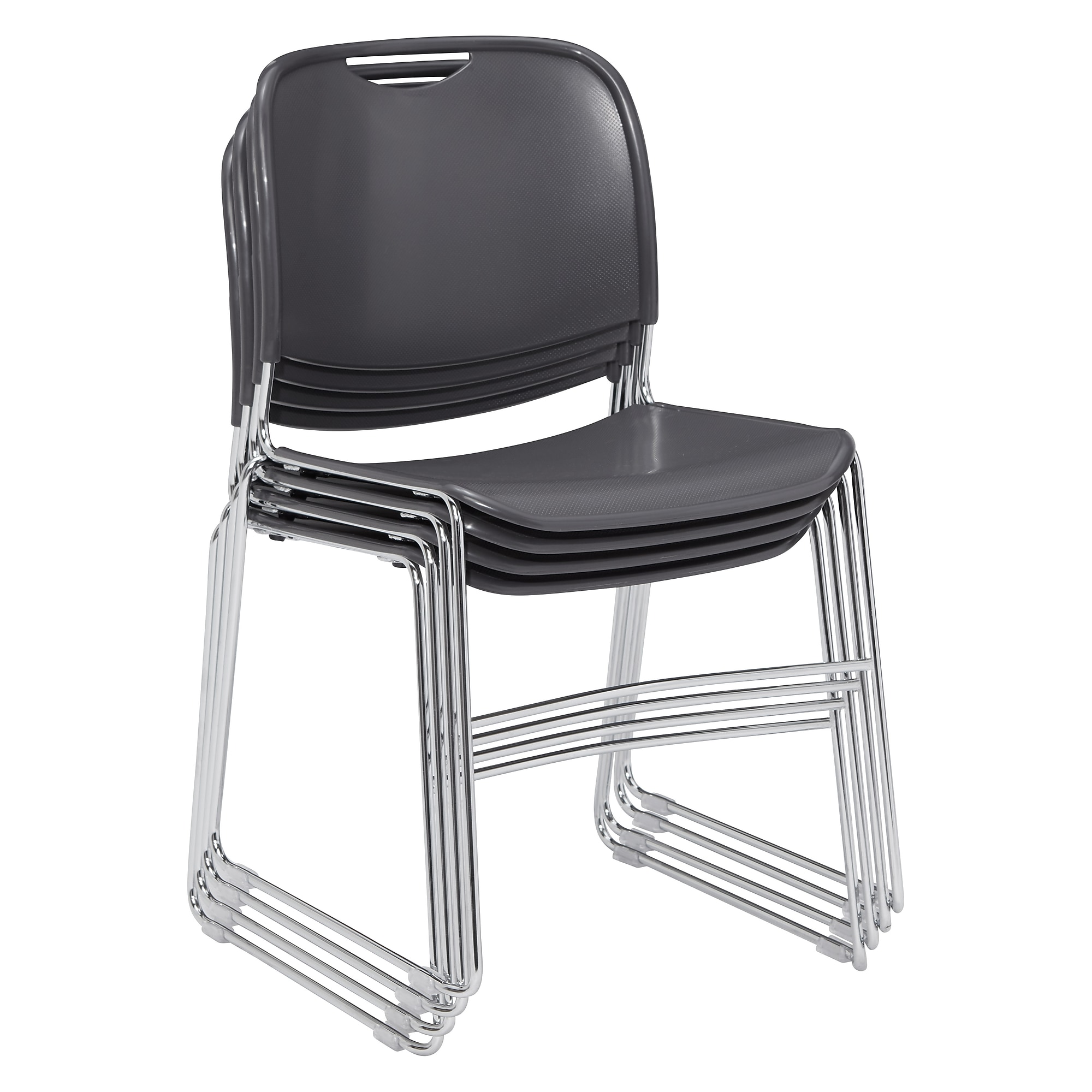 NPS 8500 Series Hi-Tech Ultra-Compact Plastic Stacking Chair, Gunmetal/Chrome, 4/Pack (8502/4) Sansujyuku sansujyuku.com