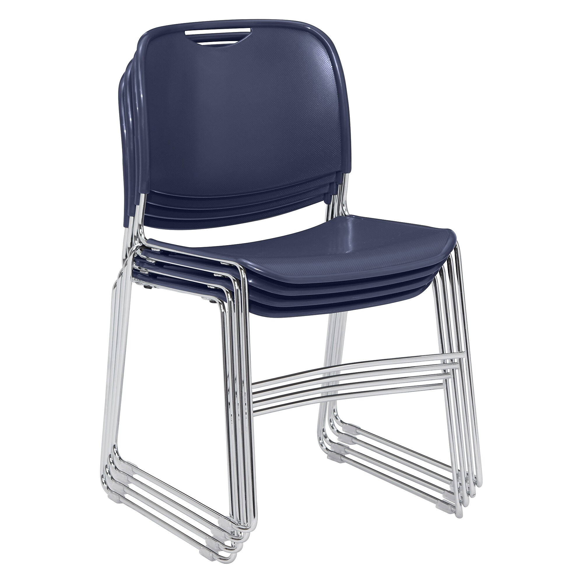 NPS 8500 Series Hi-Tech Ultra-Compact Plastic Stacking Chair, Navy Blue/Chrome, 4/Pack (8505/4) Sansujyuku sansujyuku.com