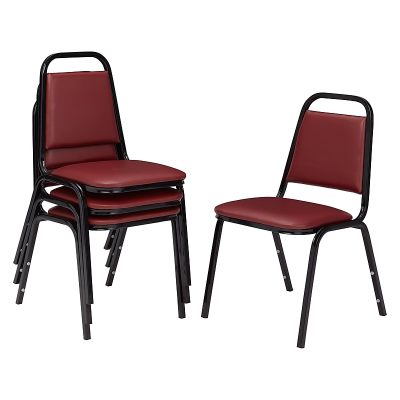 NPS 9100 Series Vinyl Stacking Chair, Pleasant Burgundy/Black, 4/Pack (9108-B/4) image 1