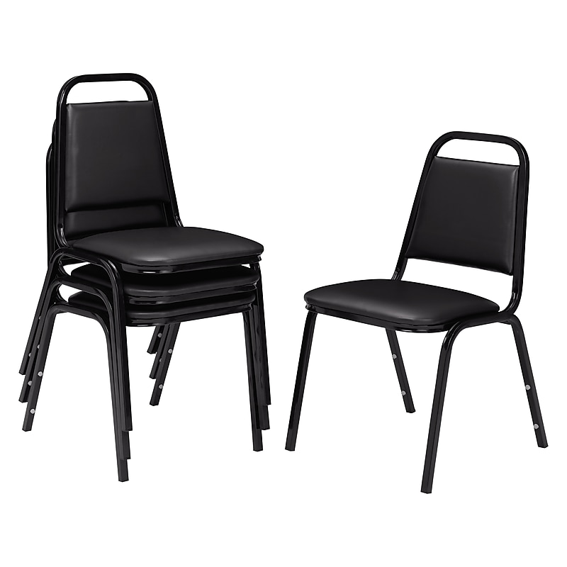 NPS 9100 Series Vinyl Stacking Chair, Panther Black/Black, 4/Pack (9110-B/4) image 1
