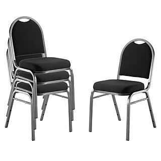 NPS 9100 Series Vinyl Stacking Chair, Panther Black/Black, 4/Pack