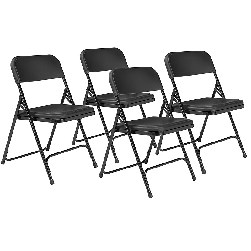 NPS 800 Series Plastic/Poly Premium Light-Weight Folding Chair, Black, 4/Pack (810/4) image 1