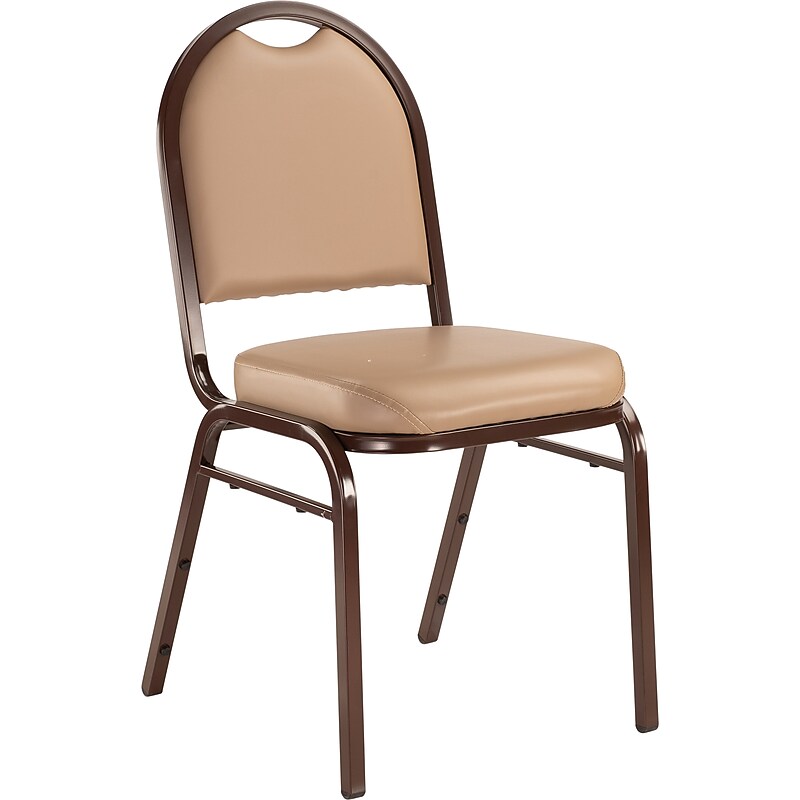 NPS 9200 Series Vinyl Padded Stacking Chair, French Beige/Mocha (9201-M) image 1