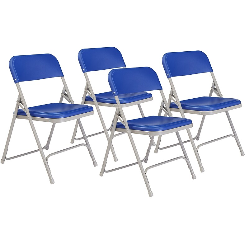 NPS 800 Series Premium Light-Weight Plastic Folding Chairs, Blue/Gray, 4/Pack (805/4) image 1