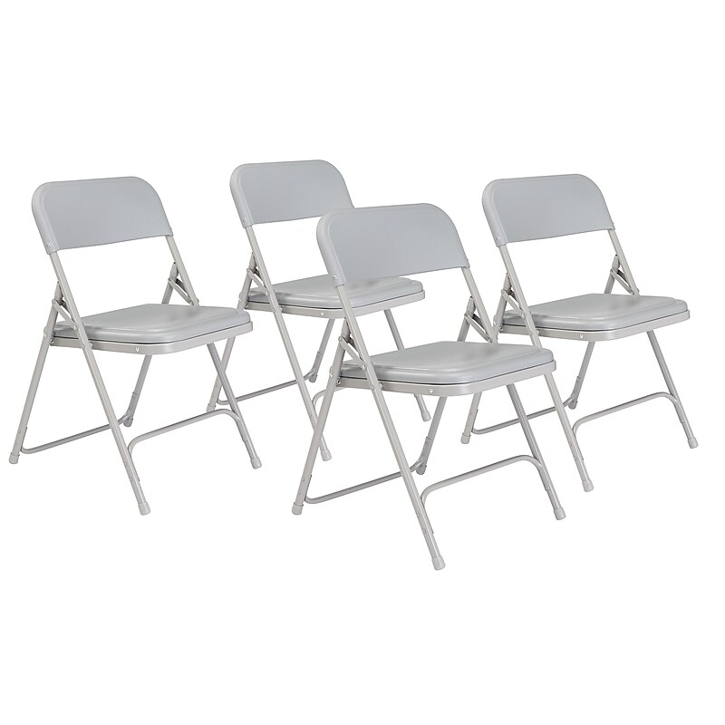 NPS 800 Series Plastic/Poly Premium Lightweight Folding Chair, Gray, 4/Pack (802/4) image 1