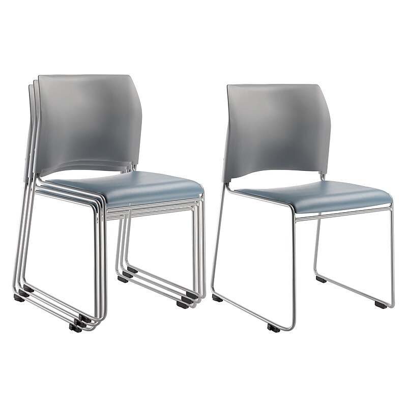 NPS 8700 Series Vinyl Cafetorium Stack Chair, Blue/Grey, 4/Pack (8742-12-02/4) image 1