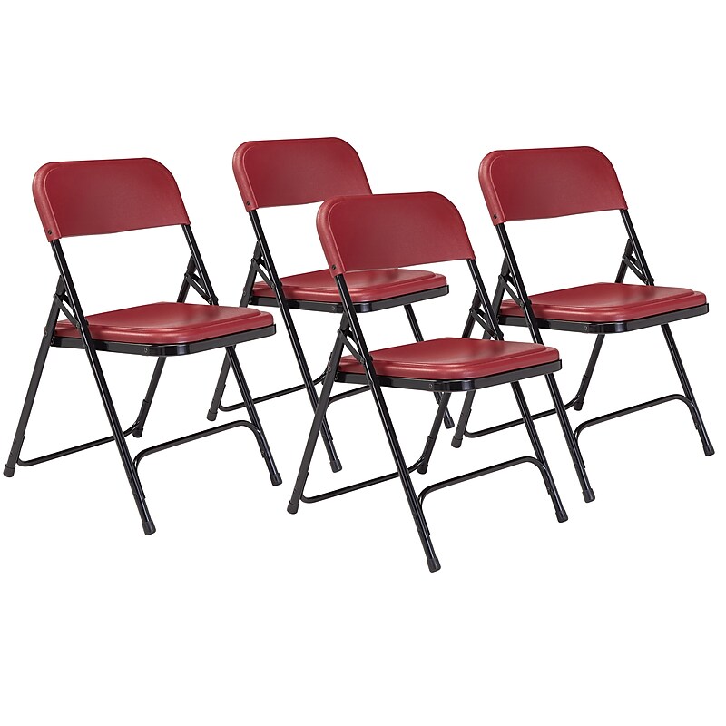 NPS 800 Series Premium Light-Weight Plastic Folding Chairs, Burgundy, 4/Pack (818/4) image 1