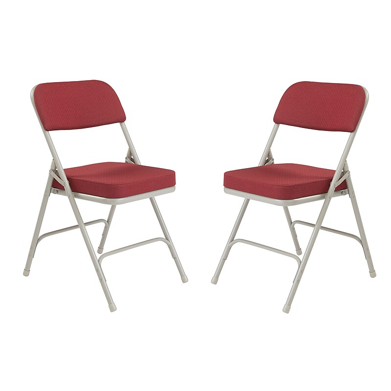 NPS 3200 Series Fabric Folding Chair, New Burgundy/Gray, 2/Pack (3218/2) image 1