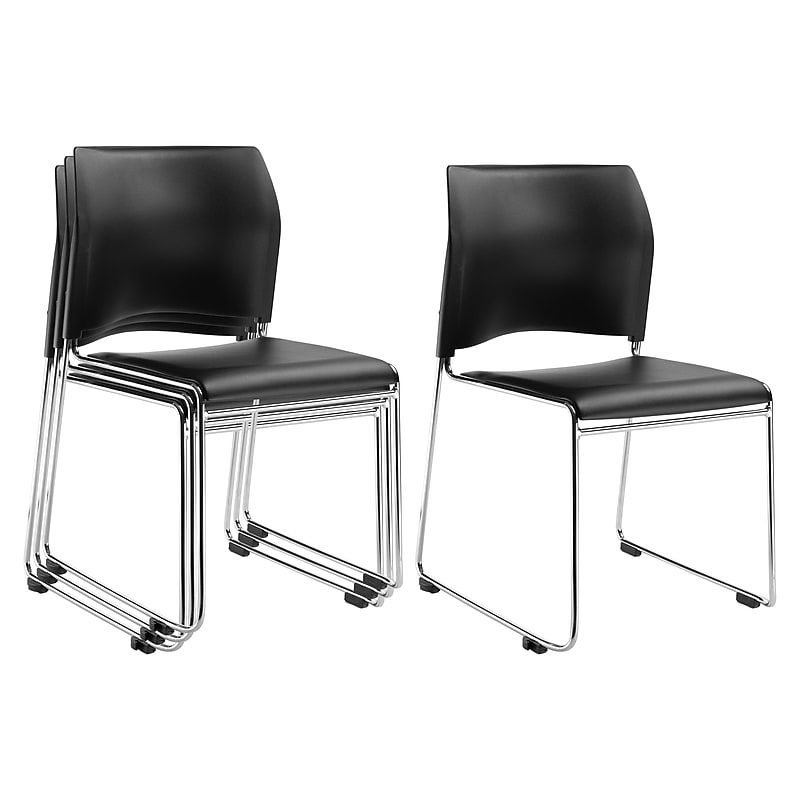 NPS 8700 Series Vinyl Cafetorium Stack Chair, Black, 4/Pack (8710-11-10/4) image 1