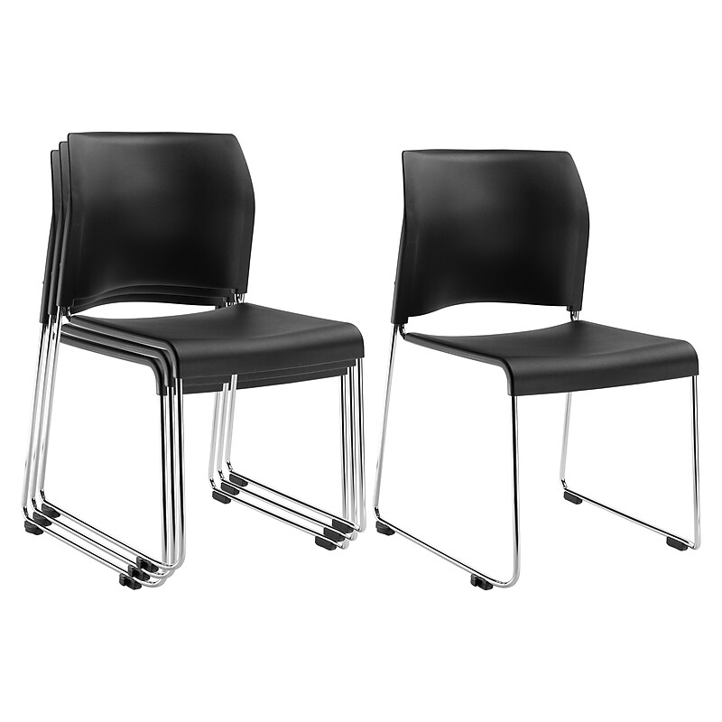 NPS 8800 Series Plastic Cafetorium Stacking Chair, Black, 4/Pack (8810-11-10/4) image 1