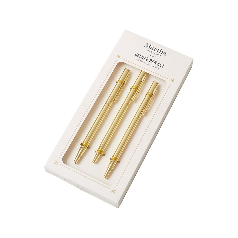 Martha Stewart Deluxe Retractable Ballpoint Pen, Fine Point, Black Ink, 3/Box (MS105D) image 1