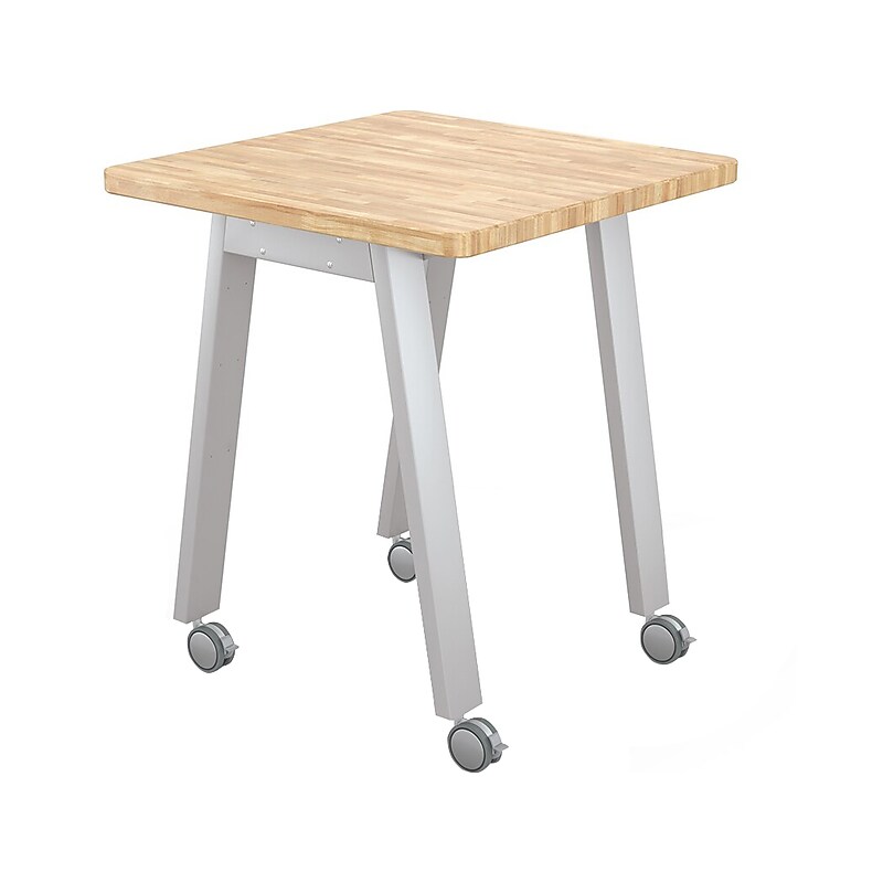 MooreCo Compass Makerspace 36" Table with Butcher Block, Beige/Platinum (91697-E-BUTCHER) image 1