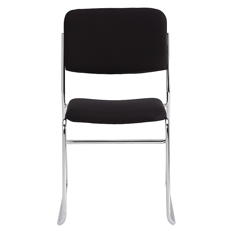 National Public Seating 8600 Series Fabric Padded Stacking Chair, Ebony Black/Chrome, 20/Pack (8660/20) image 1