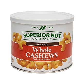 SUPERIOR NUT COMPANY Roasted Salted Cashews, 8 oz., 12 Bags/Pack (259-00006)