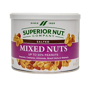 SUPERIOR NUT COMPANY Salted Mixed Nuts, 8 oz., 12 Bags/Pack (259-00003)