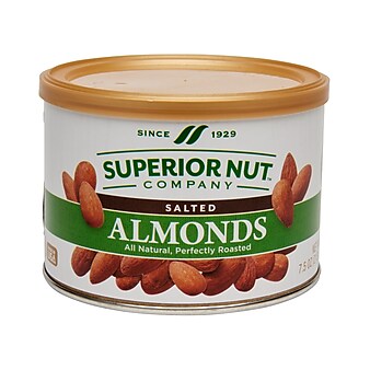 SUPERIOR NUT COMPANY Roasted Salted Almonds, 7.5 oz., 12 Bags/Pack (259-00002)