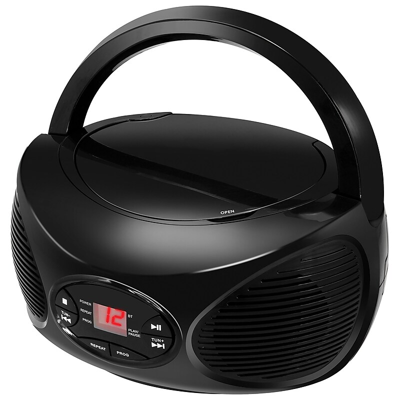 GPX CD, FM Radio, and Wireless Boombox, Black (BCB119B) image 1