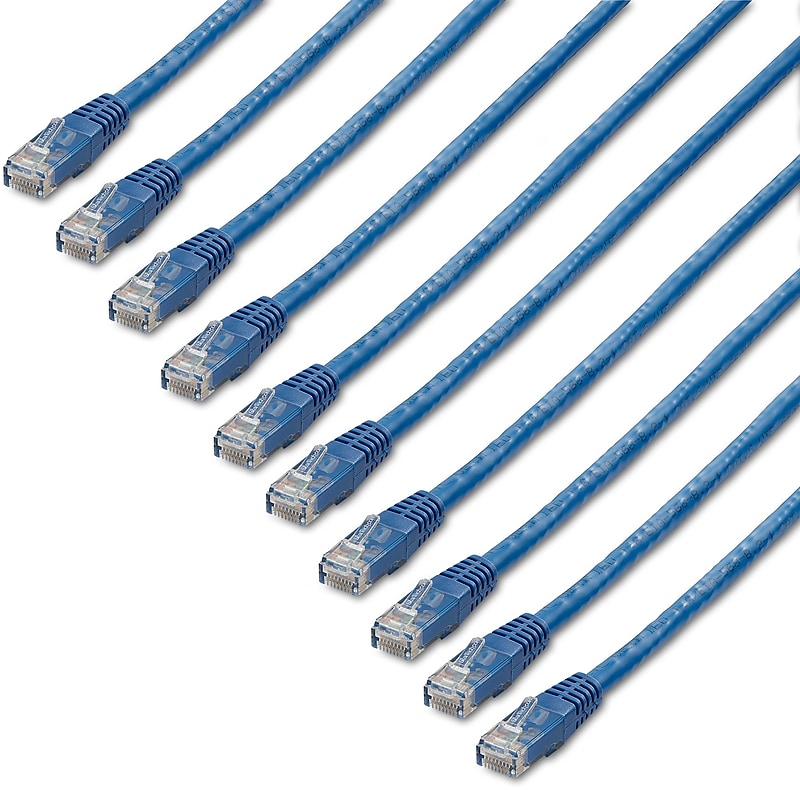 3 ft. CAT6 Ethernet cable - 10 Pack - ETL Verified - Blue CAT6 Patch Cord - Molded RJ45 Connectors - 24 AWG - UTP image 1