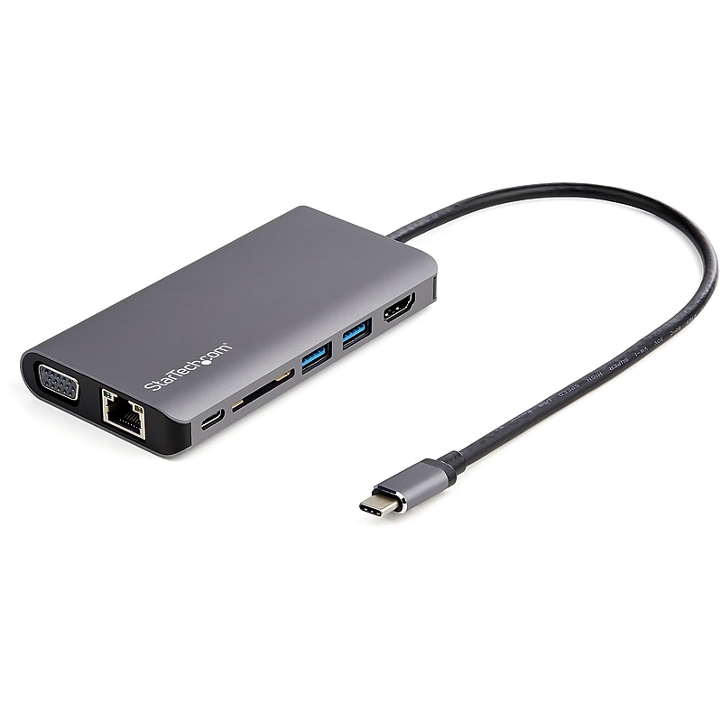 StarTech.com USB-C to HDMI/VGA/USB-A/MicroSD/SD/GbE/Audio Multiport Adapter, Male to Female, 100W PD, Mini Dock (DKT30CHVAUSP) image 1