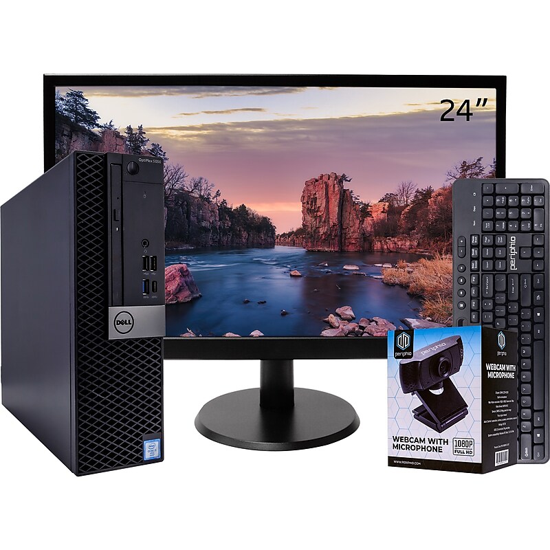 Dell OptiPlex 5050 Refurbished Desktop Computer with 24" Monitor and Webcam, Intel Core i5-6400T, 16GB Memory, 500GB SSD image 1