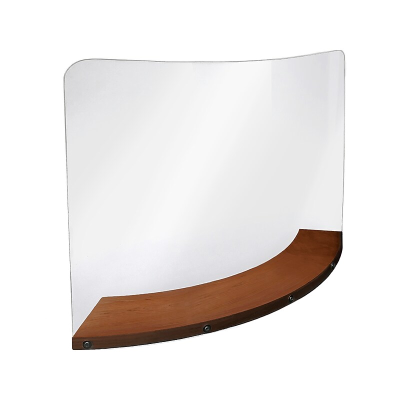 Gemini Freestanding Sneeze Guard, 23.5"H x 33.5"W, Dark Brown Wood/Acrylic (CGB3323-DB-118) image 1
