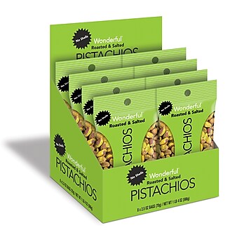 Wonderful Dry Roasted & Salted Pistachios, 2.5 oz., 8 Bags/Pack (PAR070146A25M)