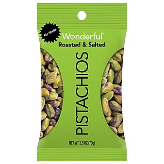 Wonderful Dry Roasted & Salted Pistachios, 2.5 oz., 8 Bags/Pack (PAR070146A25M)