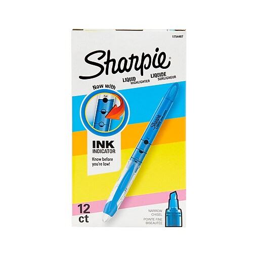 Sharpie Liquid Highlighters, Chisel Tip, Blue, Dozen (1754467) Staples