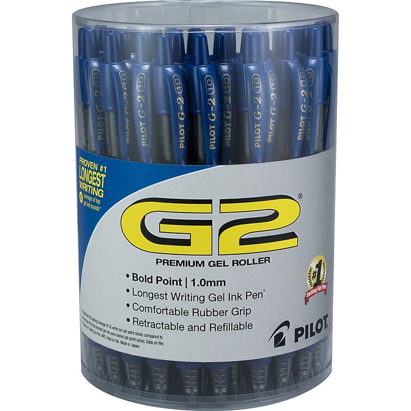 Pilot G2 Retractable Gel Pens, Bold Point, 1.0mm, Blue Ink, 36/Pack (84099) image 1