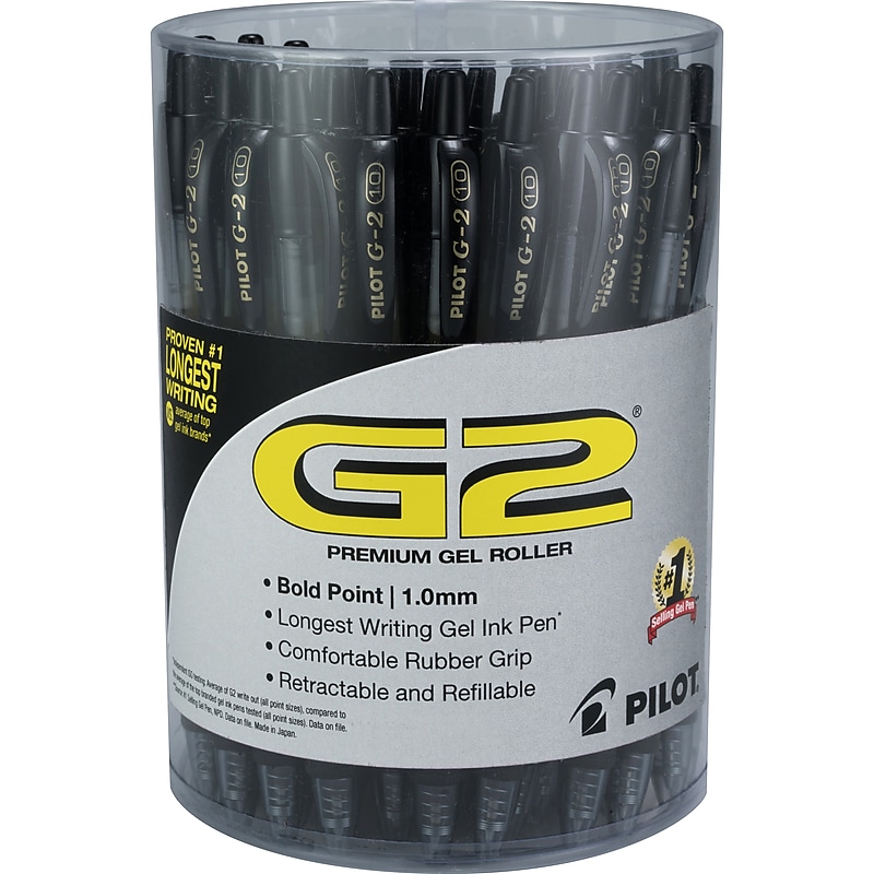 Pilot G2 Retractable Gel Pens, Bold Point, 1.0mm, Black Ink, 36/Pack (PIL84095) image 1