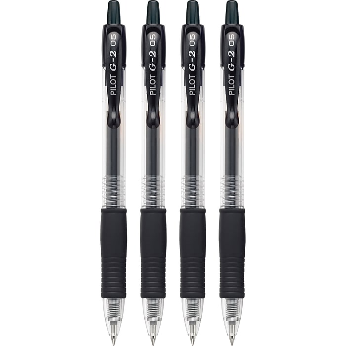 pilot Parker 2個セット Pilot G2 Retractable Gel Pens, Extra Fine Point, Black Ink, 4/Pack