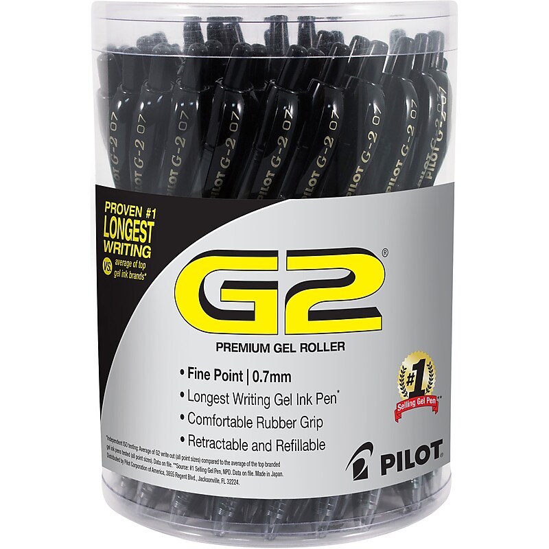 Pilot G2 Retractable Gel Pens, Fine Point, 0.7mm, Black Ink, 36/Pack (84065) image 1