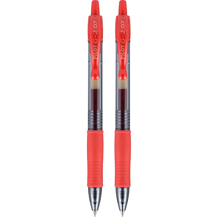 Pilot G2 Retractable Gel Pens, Fine Point, Red Ink, 2/Pack (31033