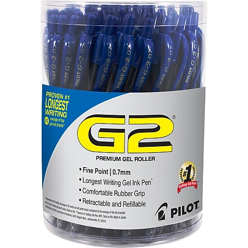Pilot G2 Retractable Gel Pens, Fine Point, Blue Ink, 36/Pack (84066