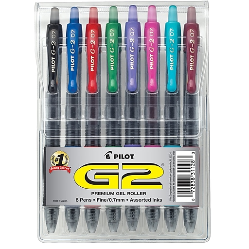 G2 Premium Retractable Gel Ink Pen, Assorted Inks, .7mm - 8 pack