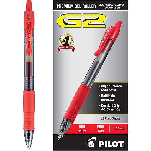 Geef rechten Purper Arabisch Pilot G2 Retractable Gel Pens, Fine Point, Red Ink, Dozen (31022) | Staples