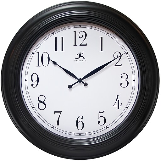 Infinity Instruments 24" Round Wall Clock, Black Finish (15212BK4025