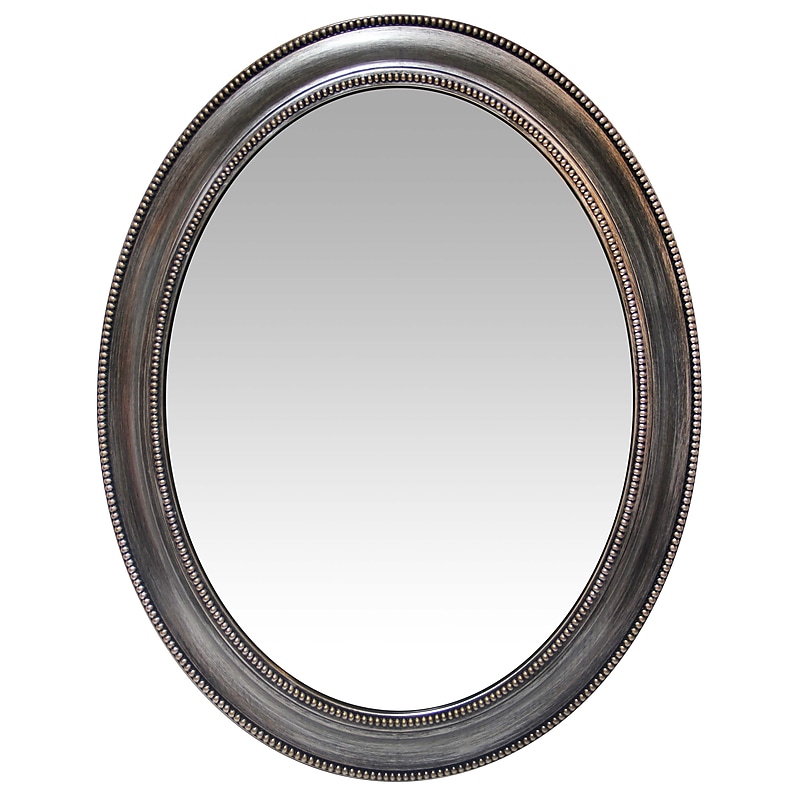 Infinity Instruments 30" Oval Wall Mirror, Antique Silver Finish  (15370AS) image 1