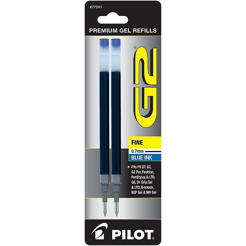 Pilot G2 Gel-Ink Pen Refill, Fine Tip, Blue Ink, 2/Pack (77241) image 1