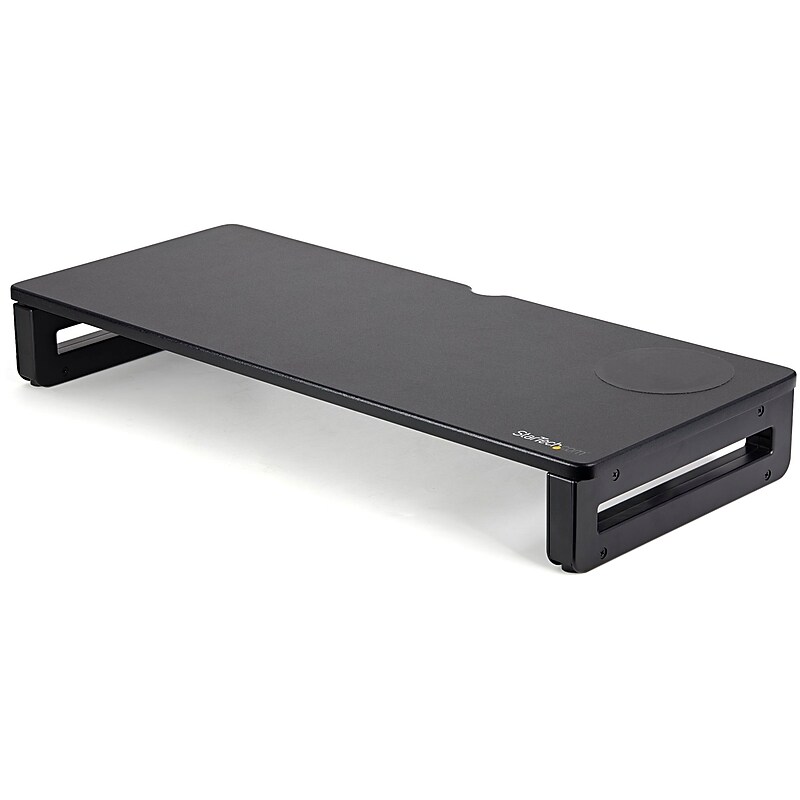 StarTech Adjustable Monitor Riser Stand with Wireless Charging Pad, Up to 23" Monitor, Black (MONSTADQI) image 1
