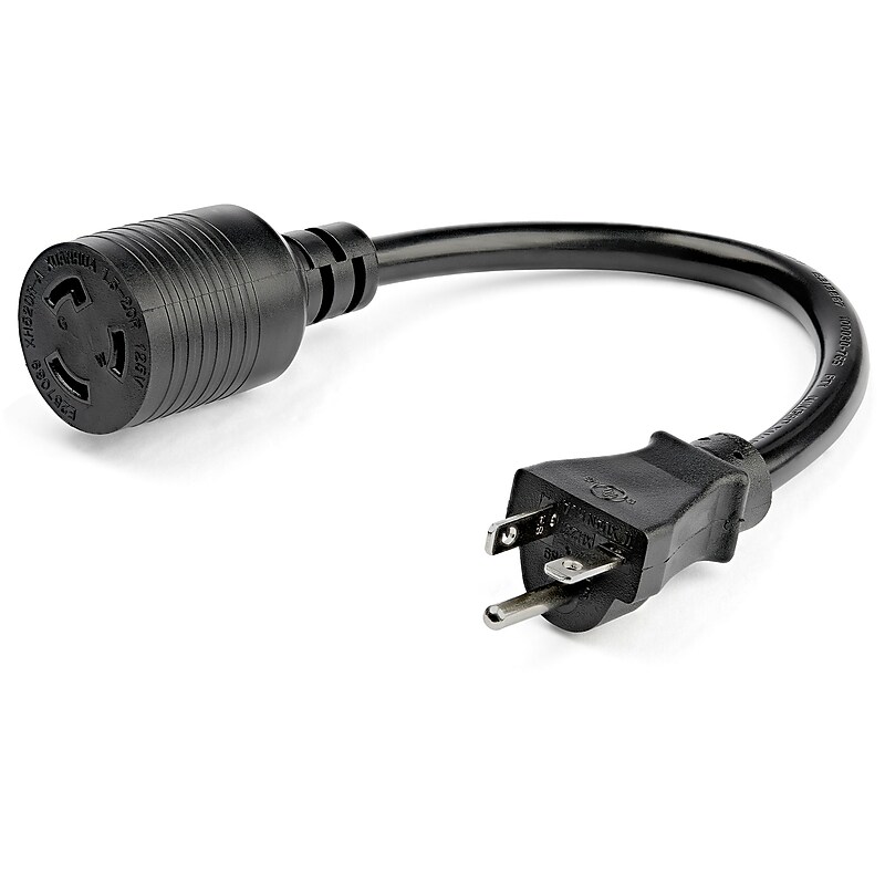 StarTech 1 ft. Power Adapter Cord, 1-Outlet, 12 AWG, Black (PAC520PLR1) image 1